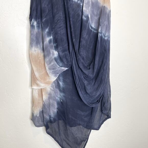 Young Fabulous & Broke Tie Dye Tunic Wrap Top Womens Medium Asymmetrical Blue - Picture 3 of 6